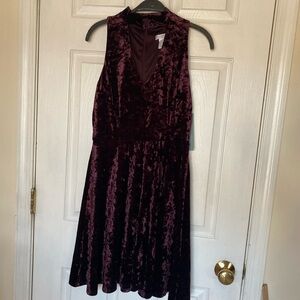 NWT London Times Velvet Mini Dress in Deep Purple, Sz. 6